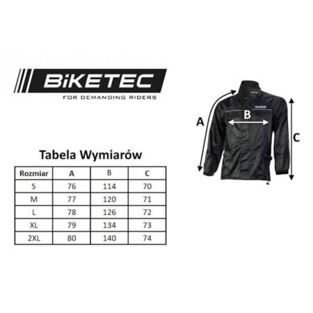 Kurtka przeciwdeszczowa BIKETEC fluo 2XL
