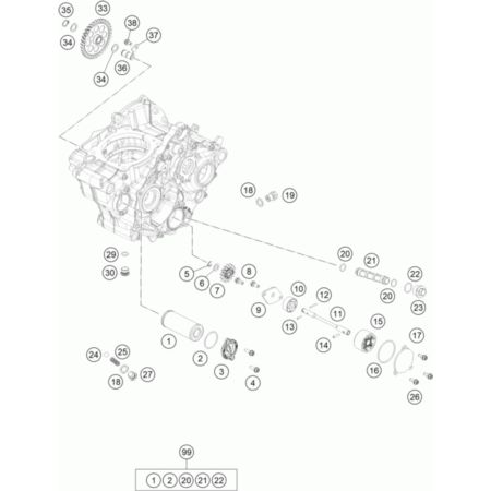 OEM KTM 58038023300 sprężnya pompy oleju 25 mm