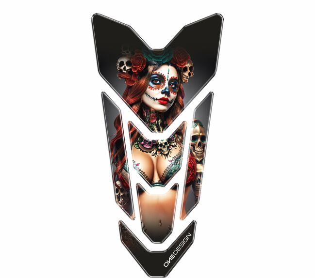 Tankpad ONE DESIGN GOLD ART RED SKULL WOMAN
