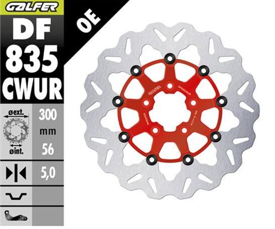 Tarcza hamulcowa GALFER WAVE RED 300MM HARLEY FLFB
