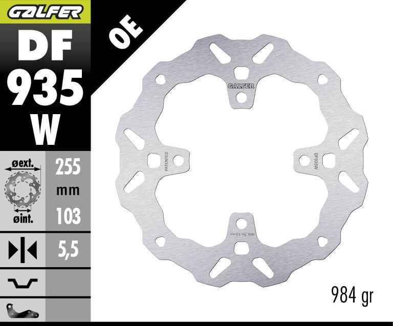 Tarcza hamulcowa GALFER WAVE 255MM TRIUMPH TIGER
