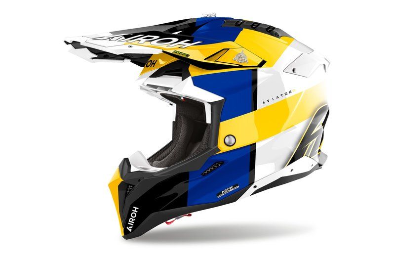 Kask AIROH AVIATOR 3 MONARCH BLUE/YELLOW GLOSS 2XL