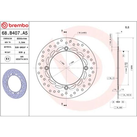 Tarcza hamulcowa BREMBO HONDA CB350
