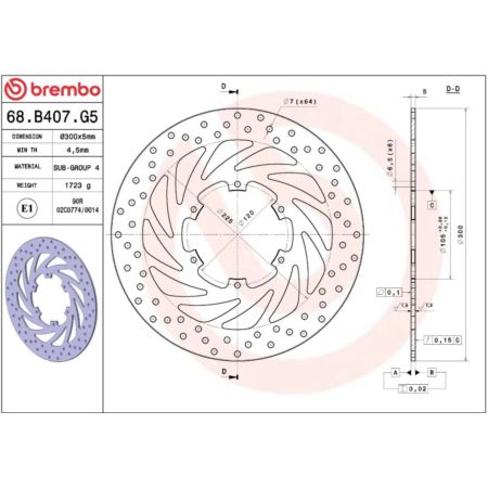 Tarcza hamulcowa BREMBO APRILIA PEGASO 125