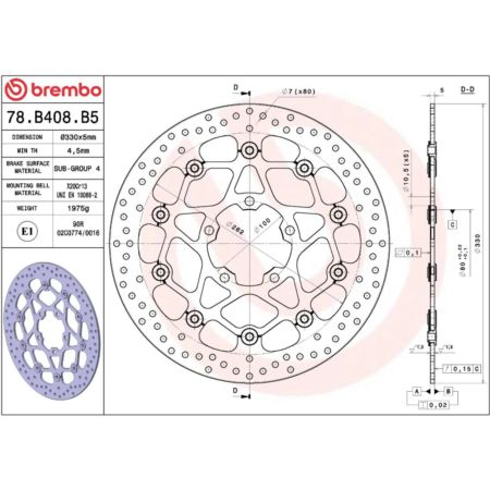 Tarcza hamulcowa BREMBO ORO KAWASAKI NINJA 1000 SX