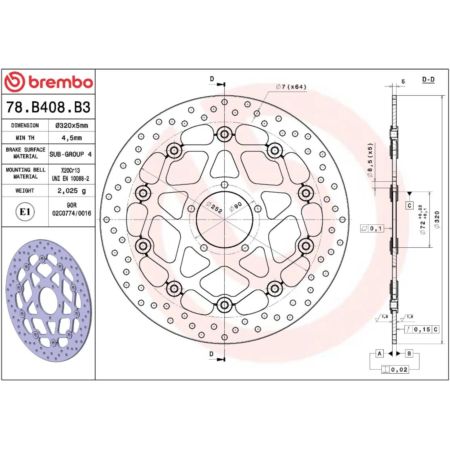 Tarcza hamulcowa BREMBO ORO DUCATI SCRAMBLER 400