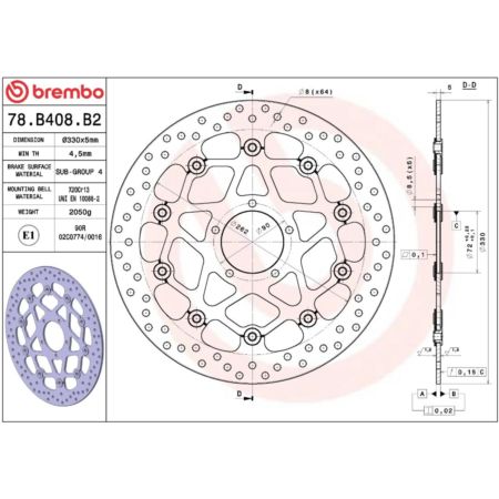 Tarcza hamulcowa BREMBO ORO DUCATI SCRAMBLER 803