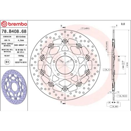 Tarcza hamulcowa BREMBO ORO MV AGUSTA BRUTALE 910