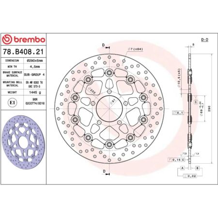 Tarcza hamulcowa BREMBO ORO SUZUKI C 109 R