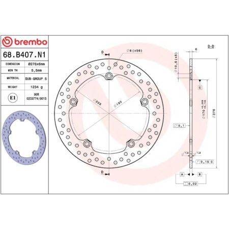 Tarcza hamulcowa BREMBO ORO HONDA VFR 1200 X