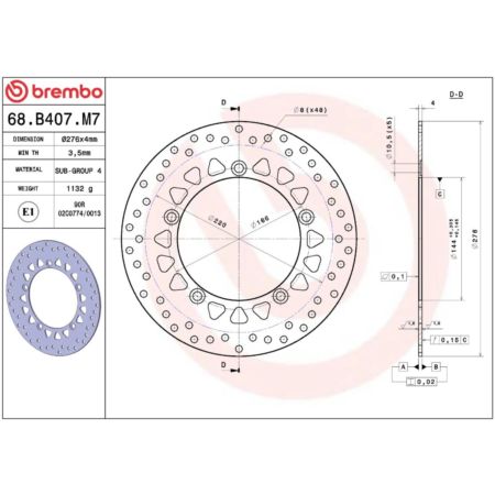 Tarcza hamulcowa BREMBO ORO HONDA CBR 125 R