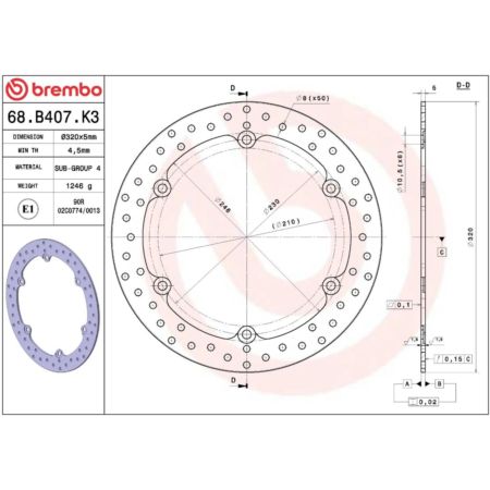 Tarcza hamulcowa BREMBO ORO HONDA CB 500 F