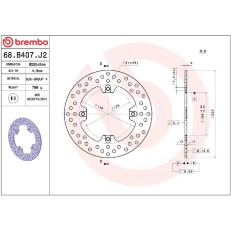 Tarcza hamulcowa BREMBO ORO MV AGUSTA 9.5 950