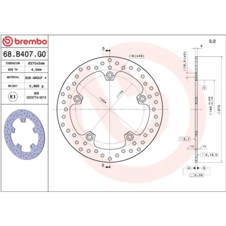 Tarcza hamulcowa BREMBO ORO BMW C 600 SPORT