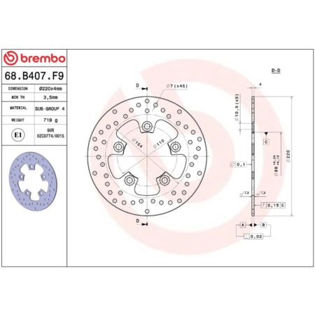 Tarcza hamulcowa BREMBO ORO KYMCO LIKE 125
