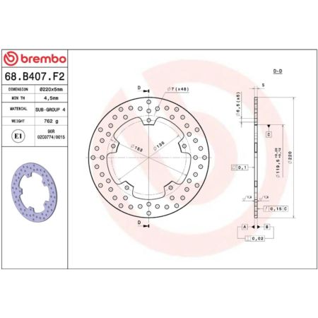 Tarcza hamulcowa BREMBO ORO BMW M 1000 RR
