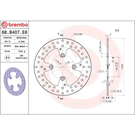 Tarcza hamulcowa BREMBO ORO DUCATI 1098