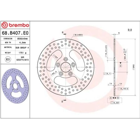Tarcza hamulcowa BREMBO ORO HARLEY FLH 1340