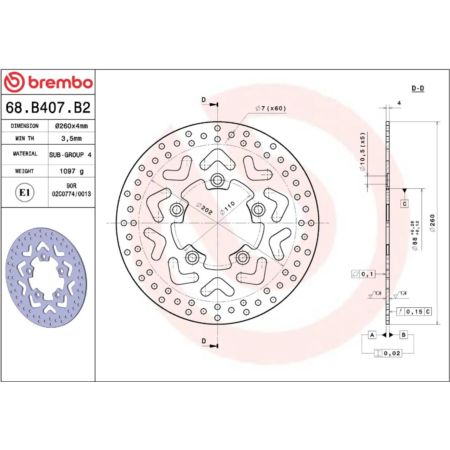 Tarcza hamulcowa BREMBO ORO KYMCO AGILITY 125