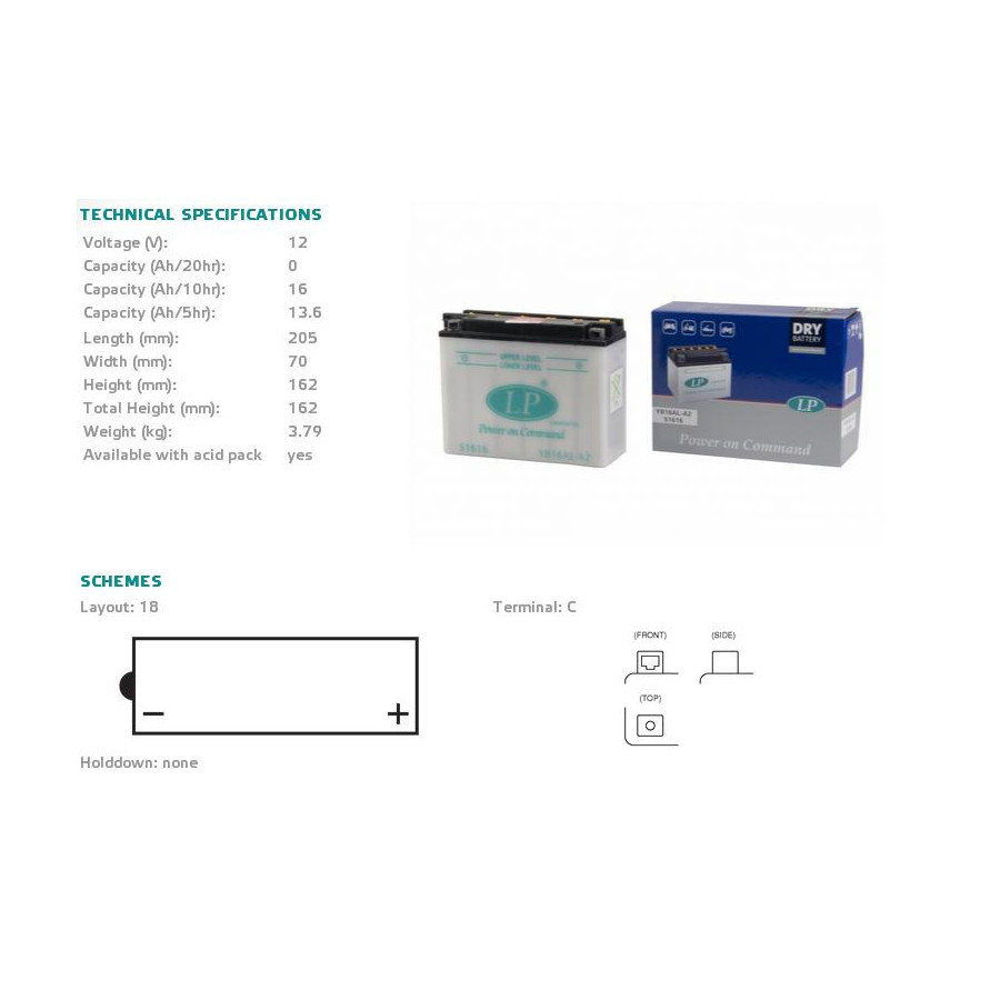 Akumulator LANDPORT yb16al-a2