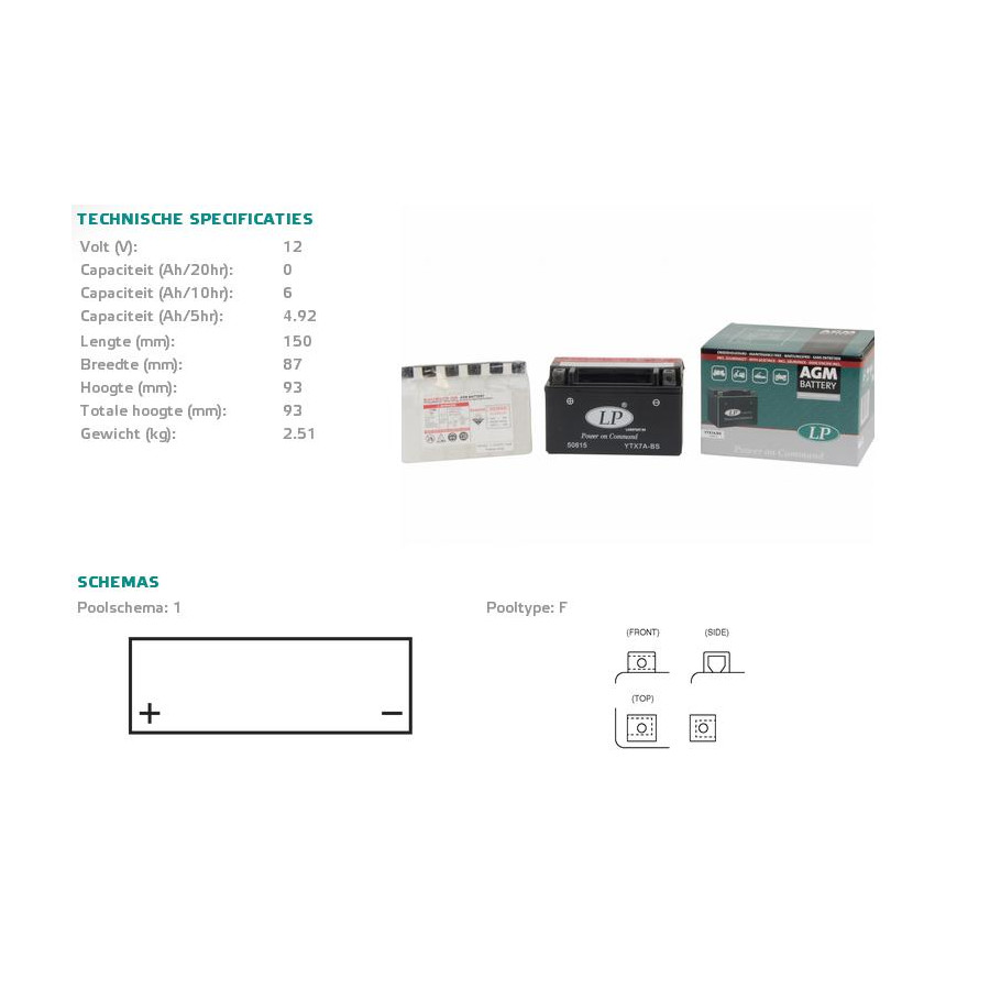 Akumulator LANDPORT ytx7a-bs 12v 6ah 152x88x94